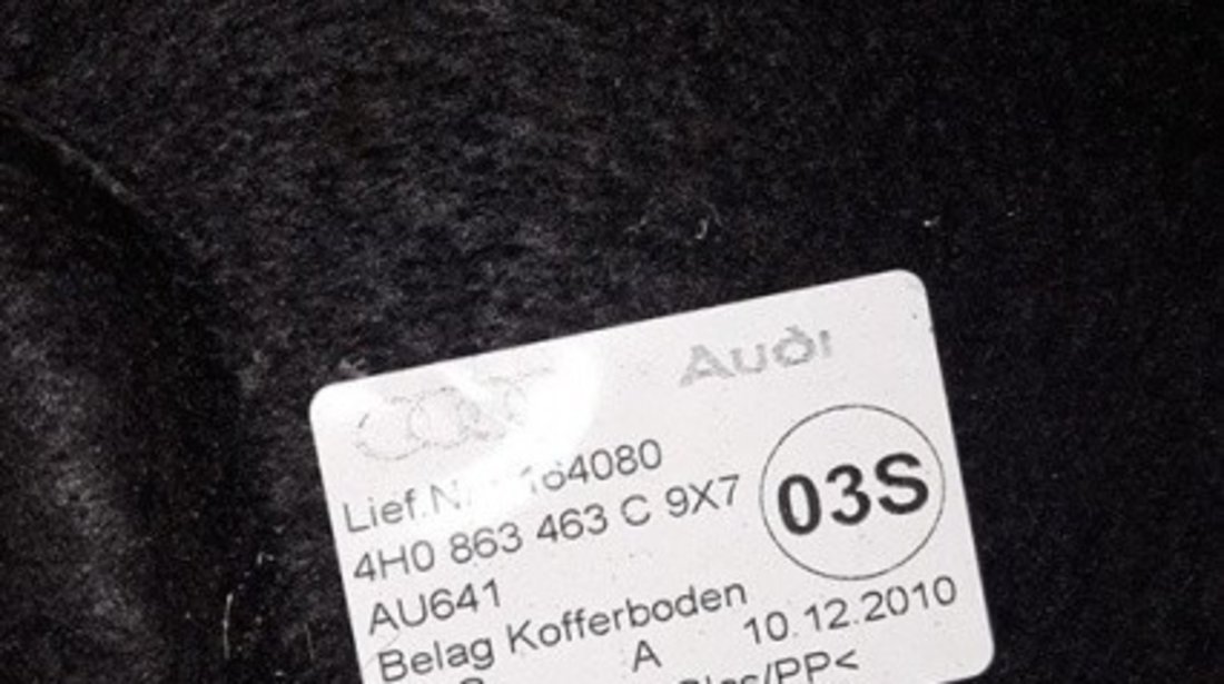 Capac mocheta portbagaj / roata rezerva Audi A8 4H D4 2011-2017 cod: 4H0863463C
