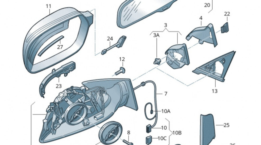 Capac Oglinda Inferior Dreapta Oe Audi A3 8P 2008-2013 8P085852401C