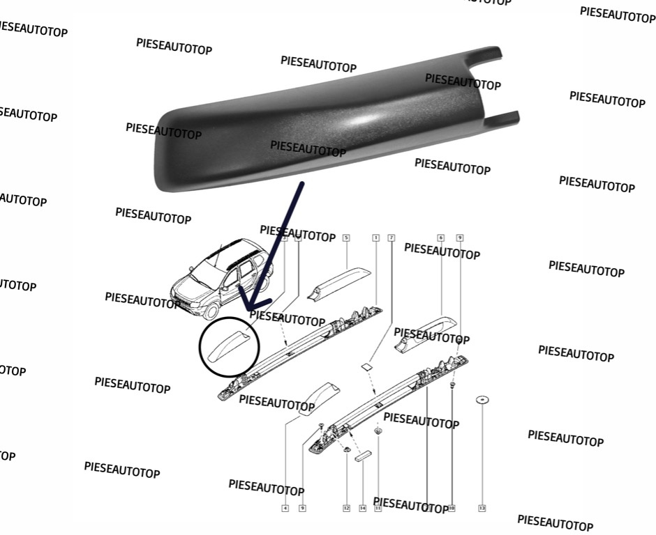 Capac Ornament bara longitudinala dreapta fata Dacia Duster NOU 738826215R OE