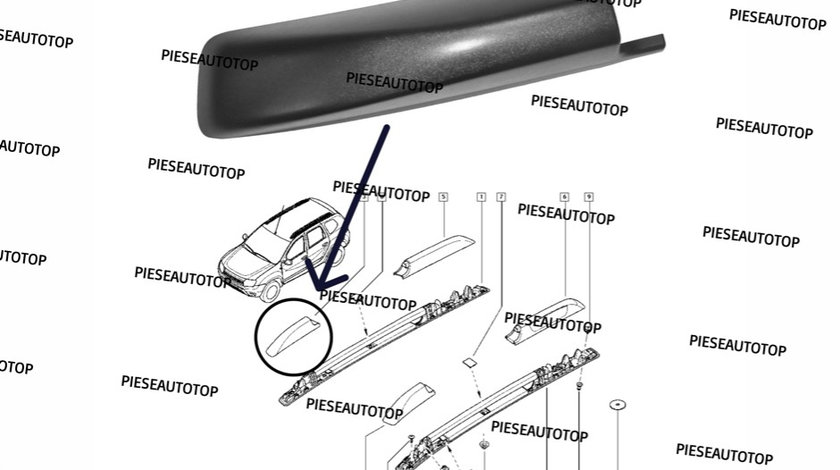 Capac ornament bara longitudinala dreapta fata Dacia Duster NOU 738826215R OE