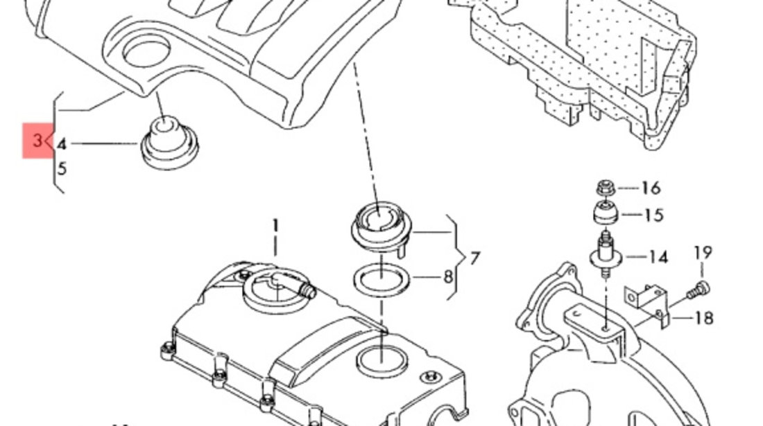 Capac ornament motor Volkswagen Touran (1T) Monovolum 2006 1.9 TDI OEM 03G103925BL