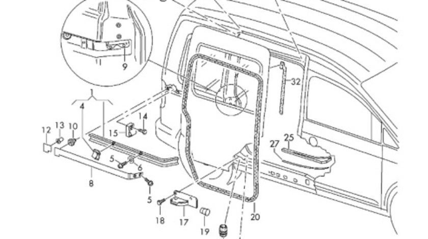 Capac sina culisare usa stanga ​Volkswagen Caddy (2KB) 2006 1.9 TDI OEM 2K0843795