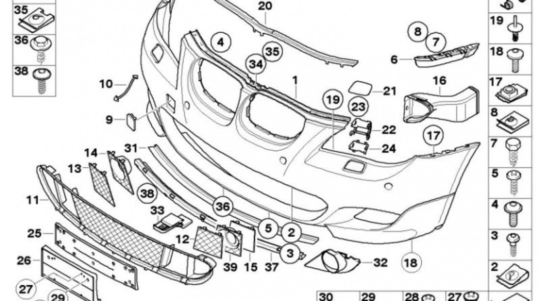 Capac Spalator Far Dreapta Am Bmw Seria 5 E60 2003-2010 M Design 51117897212