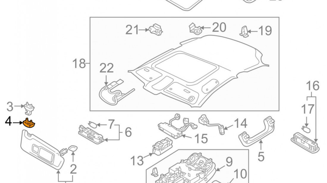 Capac Suport Parasolar Oe Audi A4 B7 2004-2008 8E0857563A4PK