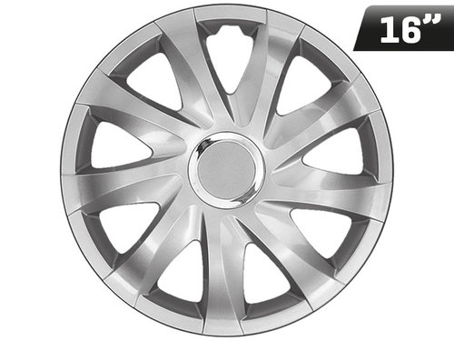 Capace Roți Drift Argintiu Lacuit + Inel, 16&quot;, 4 Buc Carmotion KC63145