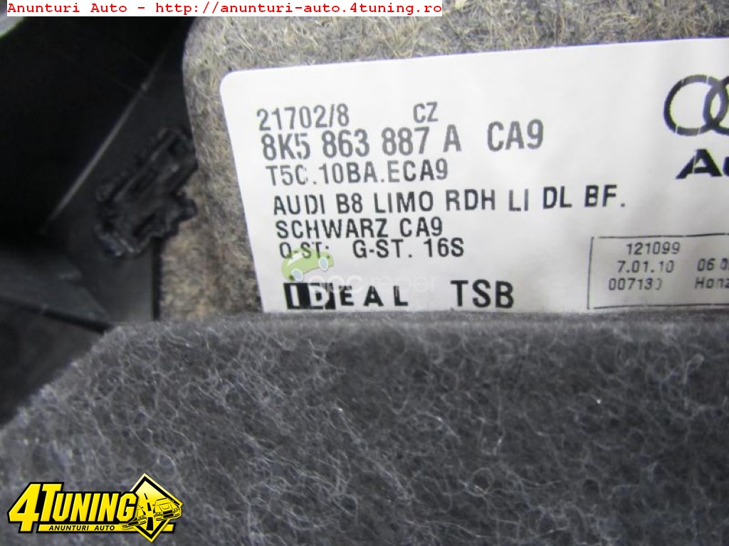 Capitonaj portbagaj stanga original Audi A4 8K limuzina