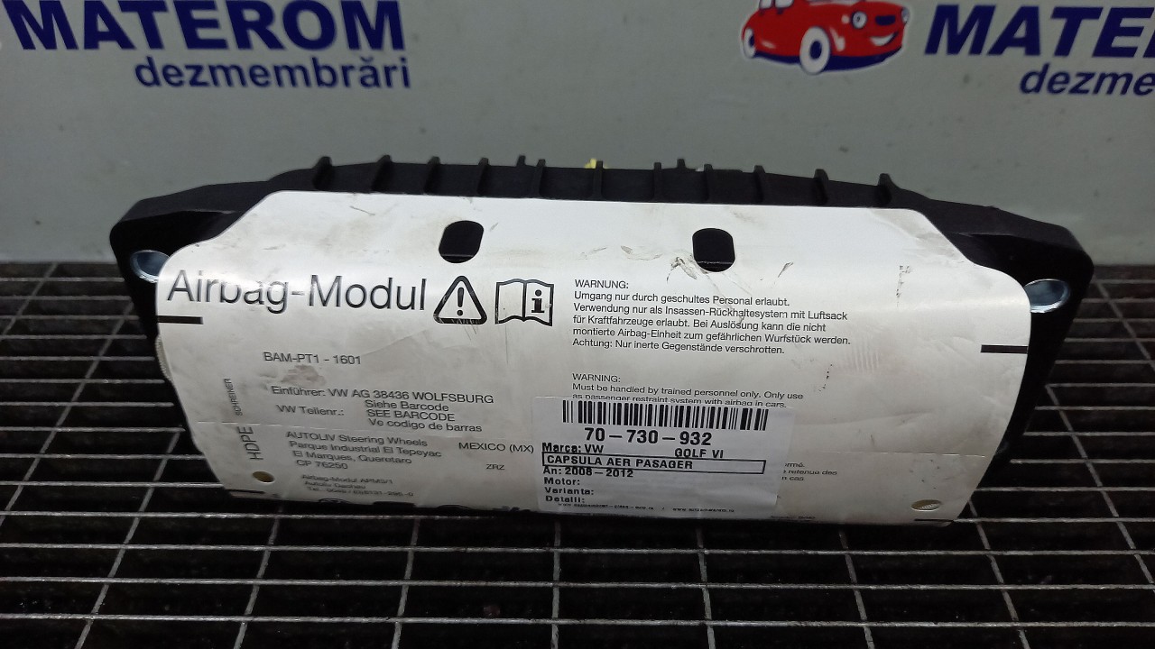 CAPSULA AER PASAGER VW GOLF VI - - (2008 2012)