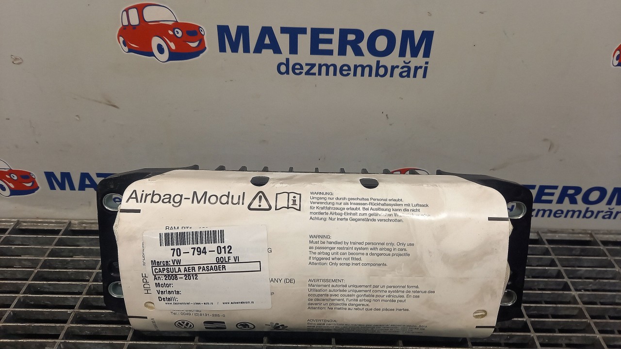 CAPSULA AER PASAGER VW GOLF VI - - (2008 2012)