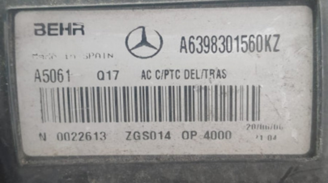 Carcasa aeroterma a6398301560 Mercedes-Benz Vito W639 [2003 - 2010]