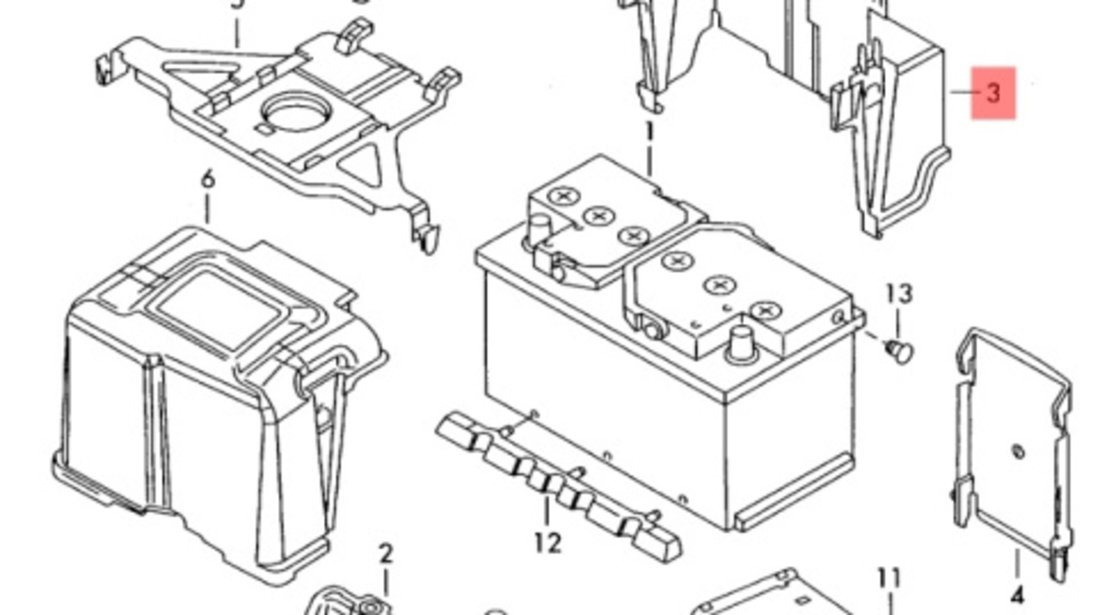 Carcasa baterie VOLKSWAGEN BORA (1J2) [ 1998 - 2013 ] TDI (AGR, ALH) 66KW|90HP VAG OEM 1J0915335