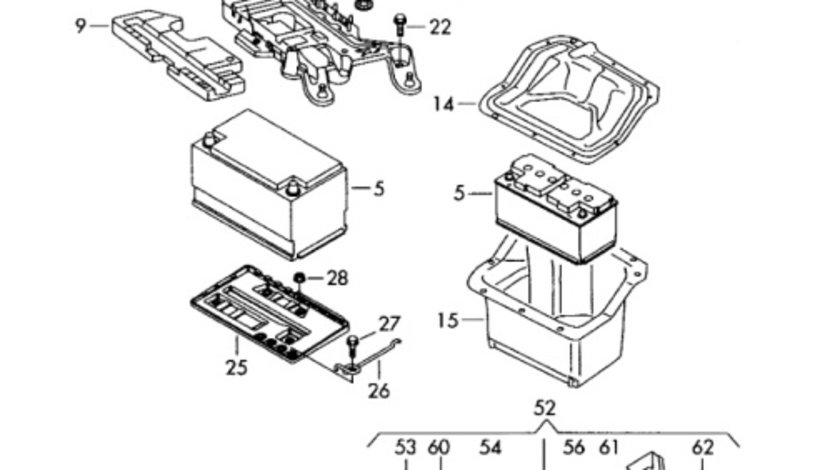 Carcasa baterie Volkswagen Passat 3C combi 2007 argintiu LA7W OEM 1K0915333C