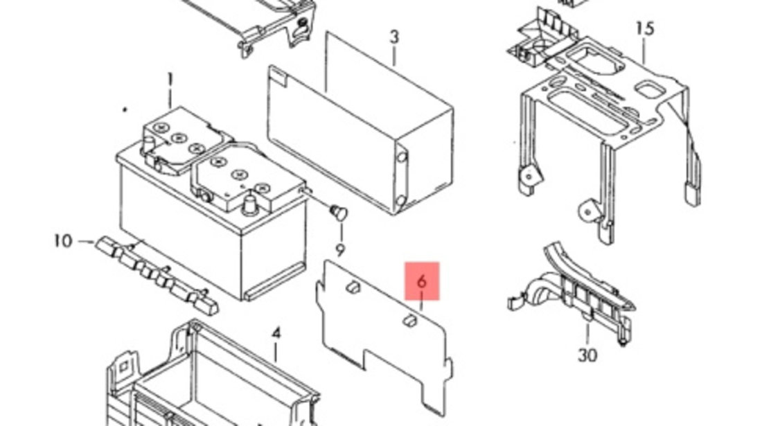 Carcasa baterie VOLKSWAGEN POLO (9N_) [ 2001 - 2012 ] OEM 6Q0915753A 6Q0 915 753 A