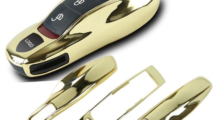 Carcasa Cheie Porsche Cayenne 2 92A 2011-2015 Set 3 Buc Gold 24K