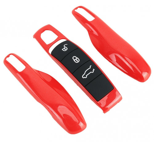 Carcasa Cheie Porsche Cayenne 92A 2011-2017 Set 3 Buc Rosu + Cauciuc cheie Porsche Cayenne / Macan 3...
