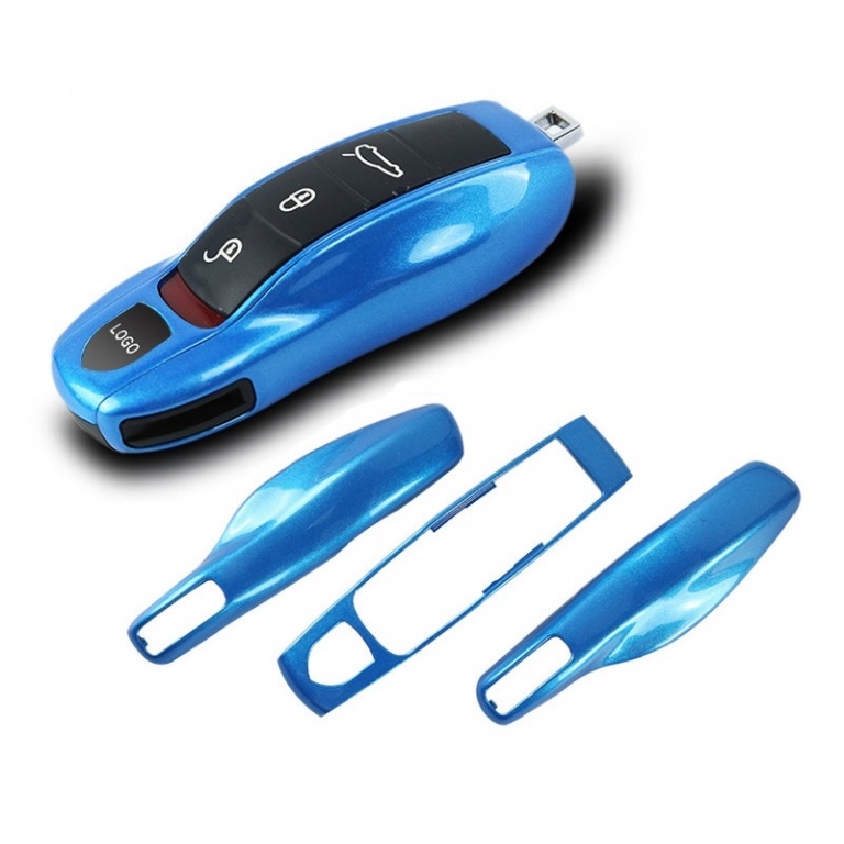 Carcasa Cheie Porsche Cayman 981 2013-2015 Set 3 Buc Albastru Metalizat