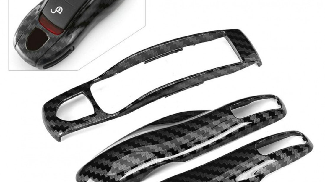 Carcasa Cheie Porsche Cayman 981 2013-2015 Set 3 Buc Carbon