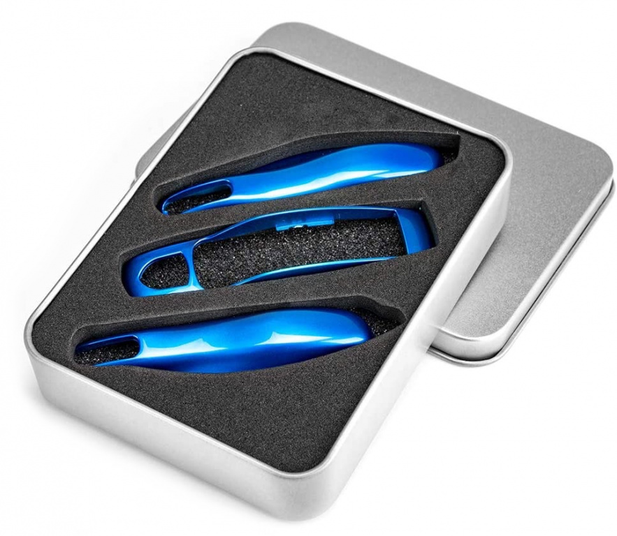 Carcasa Cheie Porsche Macan 95B 2015→ Set 3 Buc Albastru Metalizat