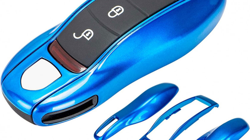 Carcasa Cheie Porsche Set 3 Buc Albastru Metalizat