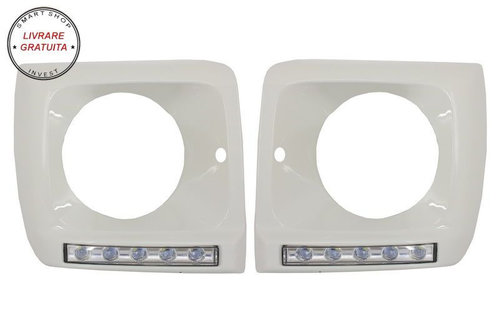 Carcasa faruri Alb cu Lumini de zi dedicate LED DRL Mercedes G-class W463 (1989-20