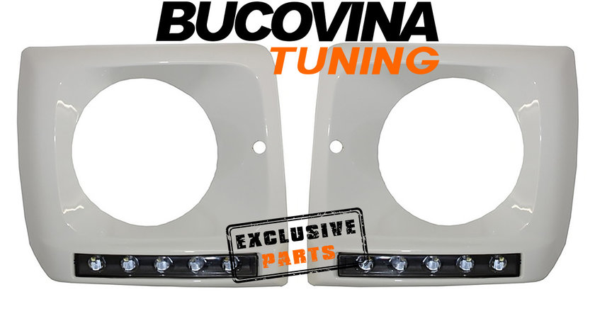 Carcasa faruri Alba cu Lumini de zi LED DRL Negru Mercedes Benz G-class W463 (1989-Up) G65 AMG