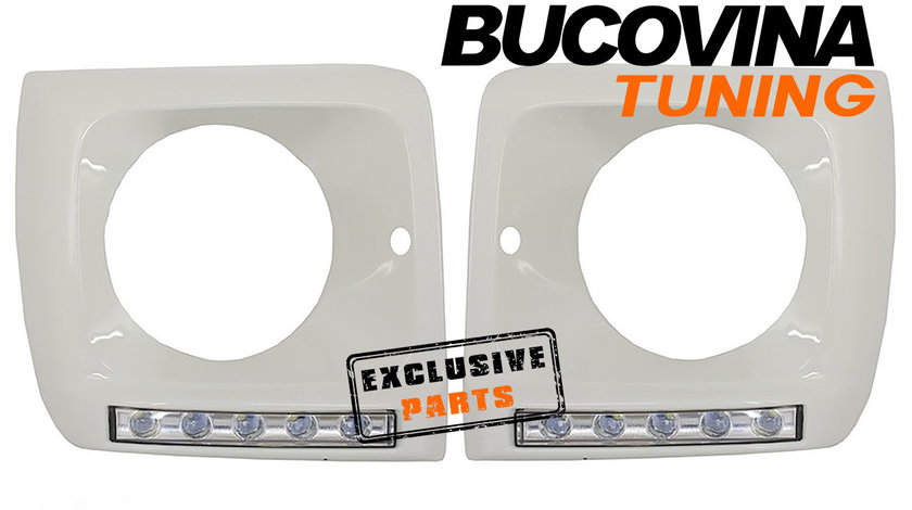 Carcasa faruri Alba cu Lumini de zi LED DRL Chrome Mercedes Benz G-class W463 (1989-Up) G65 AMG