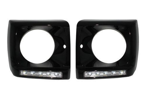 Carcasa faruri cu Lumini de zi dedicate LED DRL Crom compatibil cu Mercedes G-class W463 (1989-2012)...