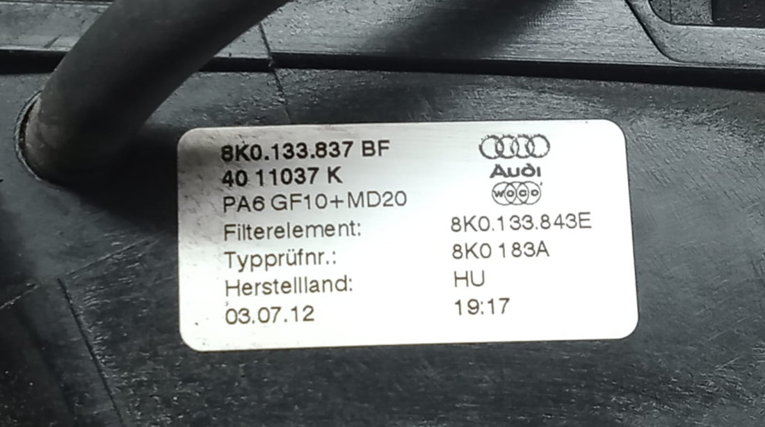 Carcasa filtru aer 8K0133837 Audi A5 8T [facelift] [2011 - 2016]