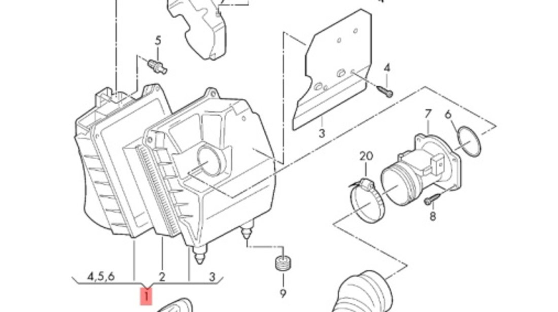 Carcasa filtru aer Audi A4 (2004-2008) [8EC, B7] 03G133837 OEM 03G133837