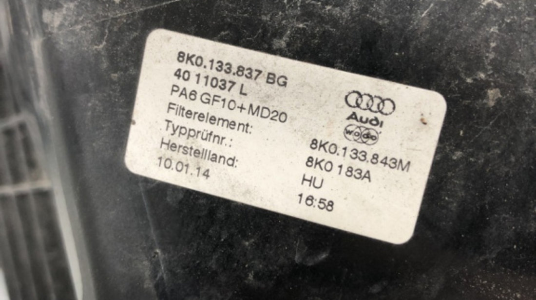 Carcasa filtru aer Audi A4 B8,5 Avant 2.0TDI quattro S-Tronic 177cp sedan 2014 (8K0133837BG)
