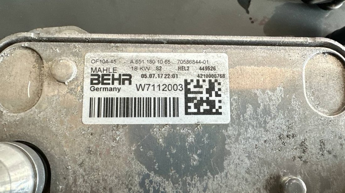 Carcasa filtru ulei si Racitor A6511801065 Mercedes Sprinter 4-t Platforma (907) 2.1 CDI RWD  143 ca