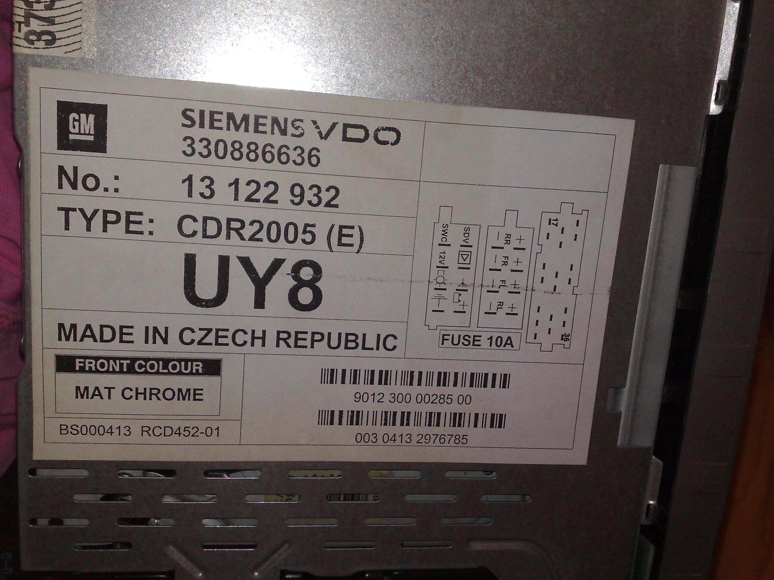 Care este codul la un casetofon de Opel Siemens CDR 2005 ? #69675 - 4Tuning