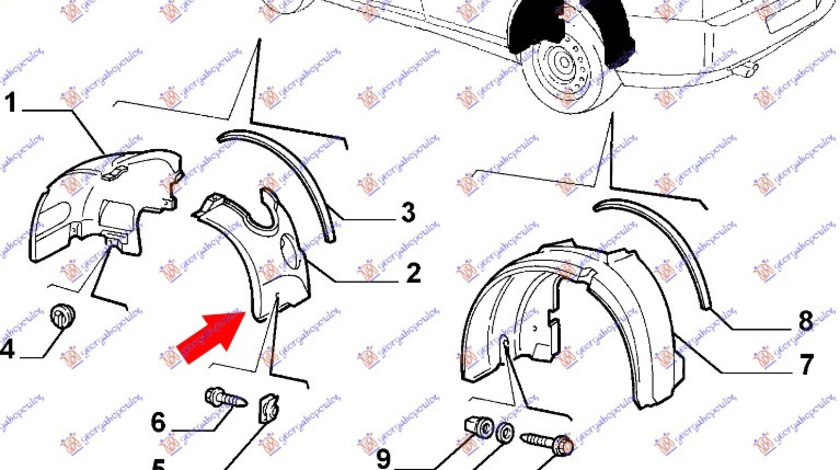 Carenaj Aripa Fata Stanga (Partea Din spate) Alfa Romeo 166 An 1998-2007