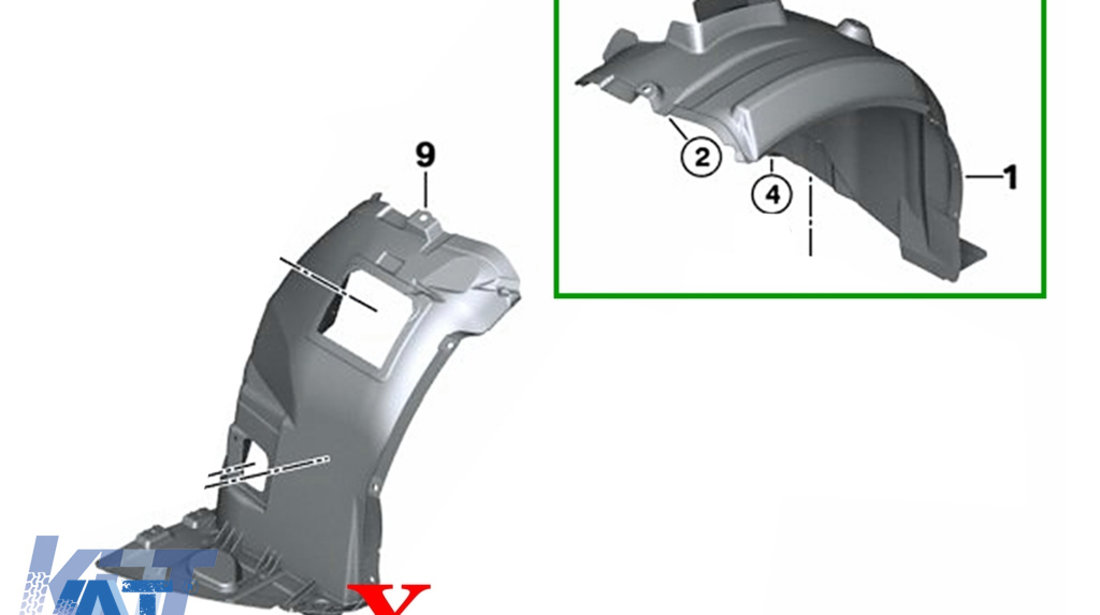 Carenaj Protectie Interior pentru Aripa Fata Dreapta compatibil cu BMW Seria 3 E90 E91 (2004-2011) Sedan Touring