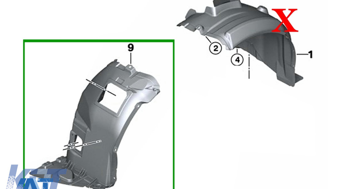 Carenaj Protectie Interior pentru Aripa Fata DREAPTA compatibil cu BMW Seria 3 E90 E91 (2004-2008) Sedan Touring