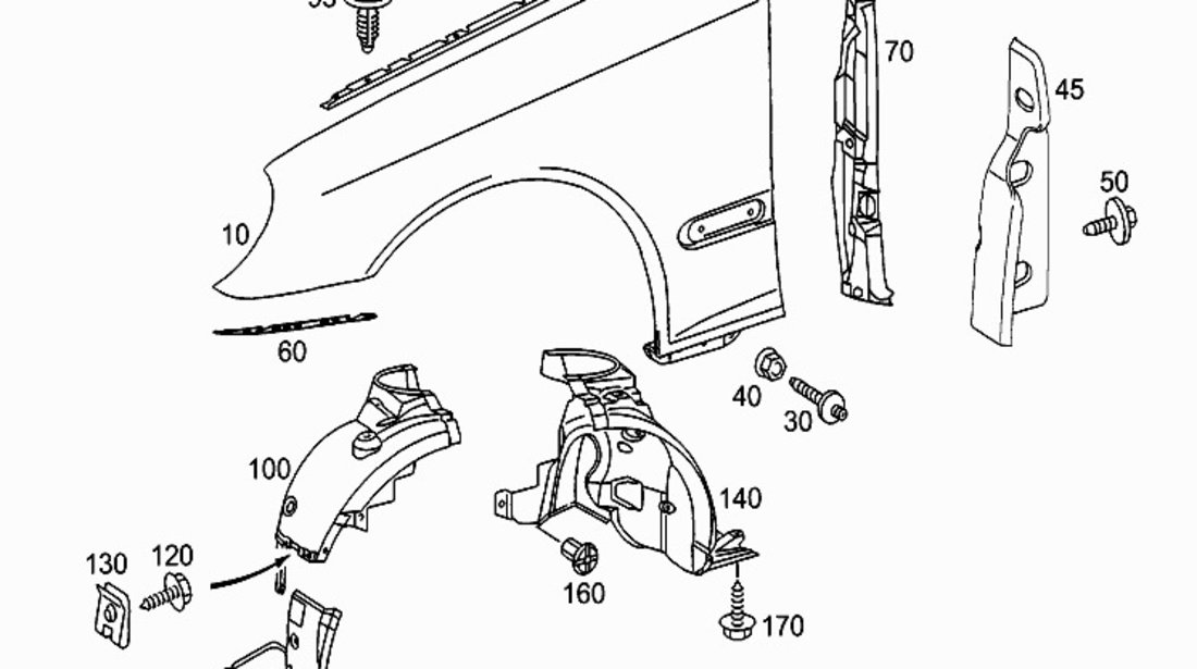 Carenaj Roata Fata Dreapta Frontal Am Mercedes-Benz C-Class W203 2000-2007 A2038810423