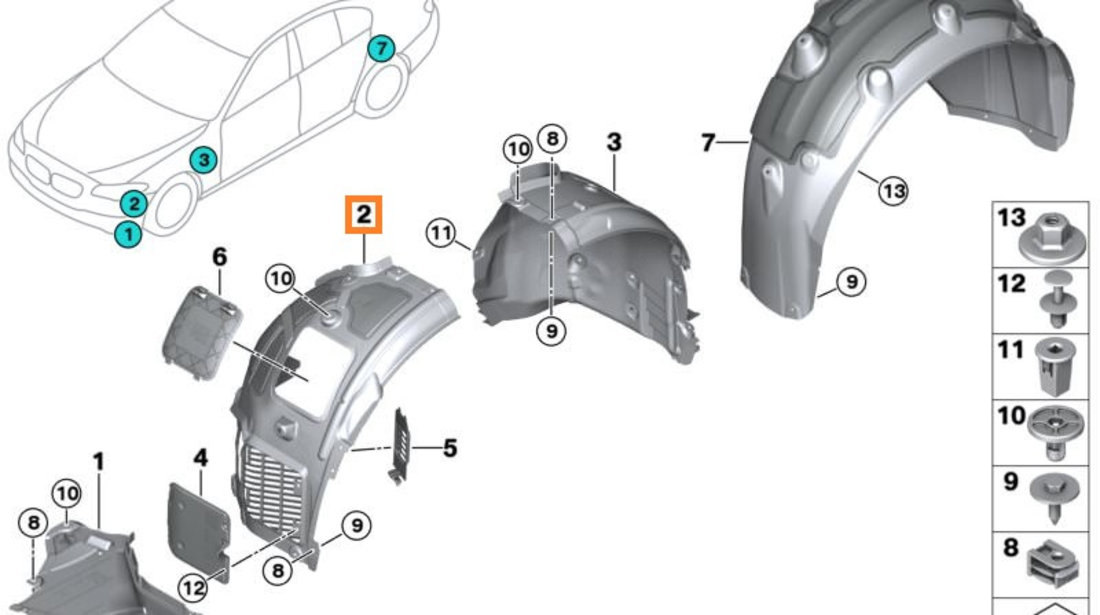 Carenaj Roata Fata Dreapta Frontal Oe Bmw Seria 8 G14, F91 2018→ 51717374736