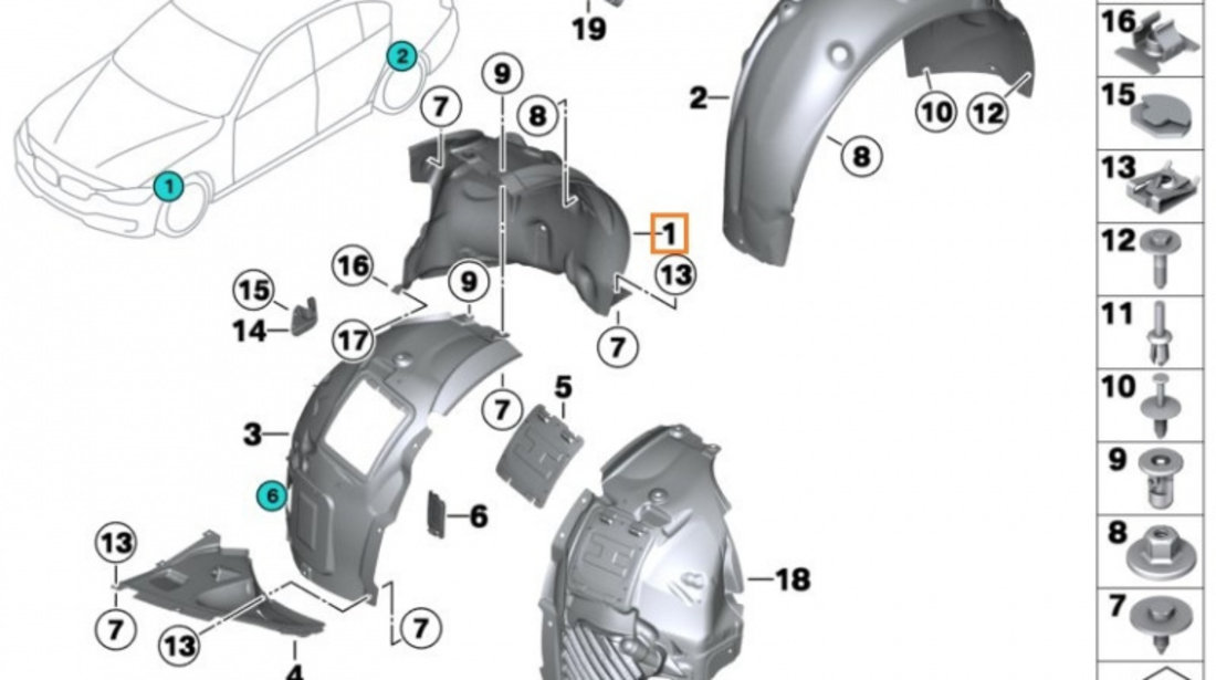 Carenaj Roata Fata Dreapta Posterior Am Bmw Seria 3 F30 2011→ 51717260700