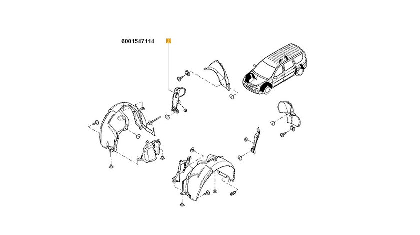 Carenaj roata spate dreapta Dacia Logan Van 2007-2012 NOUA 6001547114 (PARTEA DIN FATA)