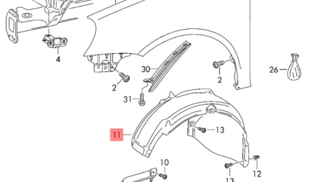 Carenaj roata stanga fata Audi A4 B6 2000-2004 1K0805977B OEM 1K0805977B