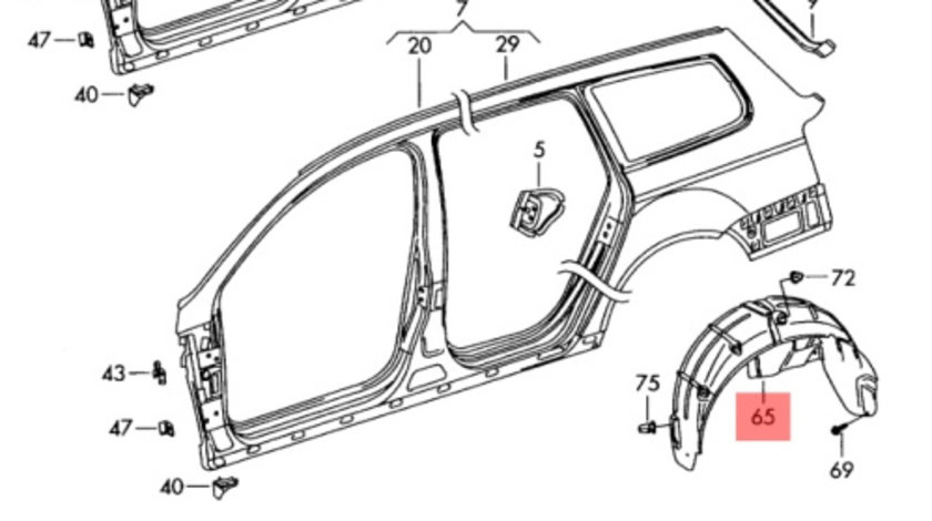 Carenaj roata stanga spate Volkswagen Passat B6 1.9 TDI OEM 3C0810971B