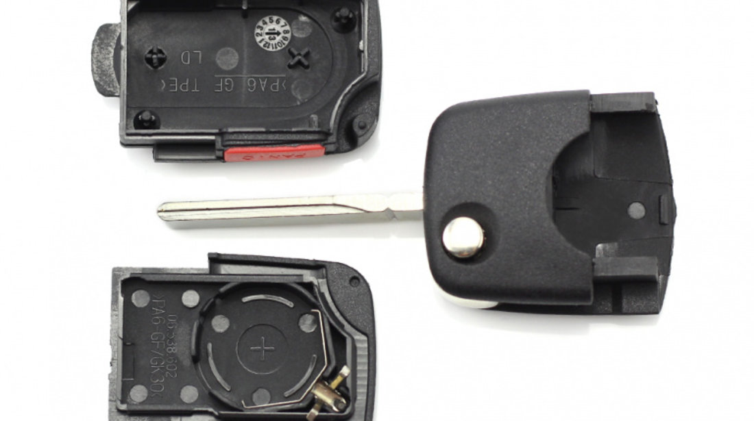 CARGUARD - Audi - carcasă cheie tip briceag, 2+1 butoane, cu buton panică și baterie CR 2032 CC028