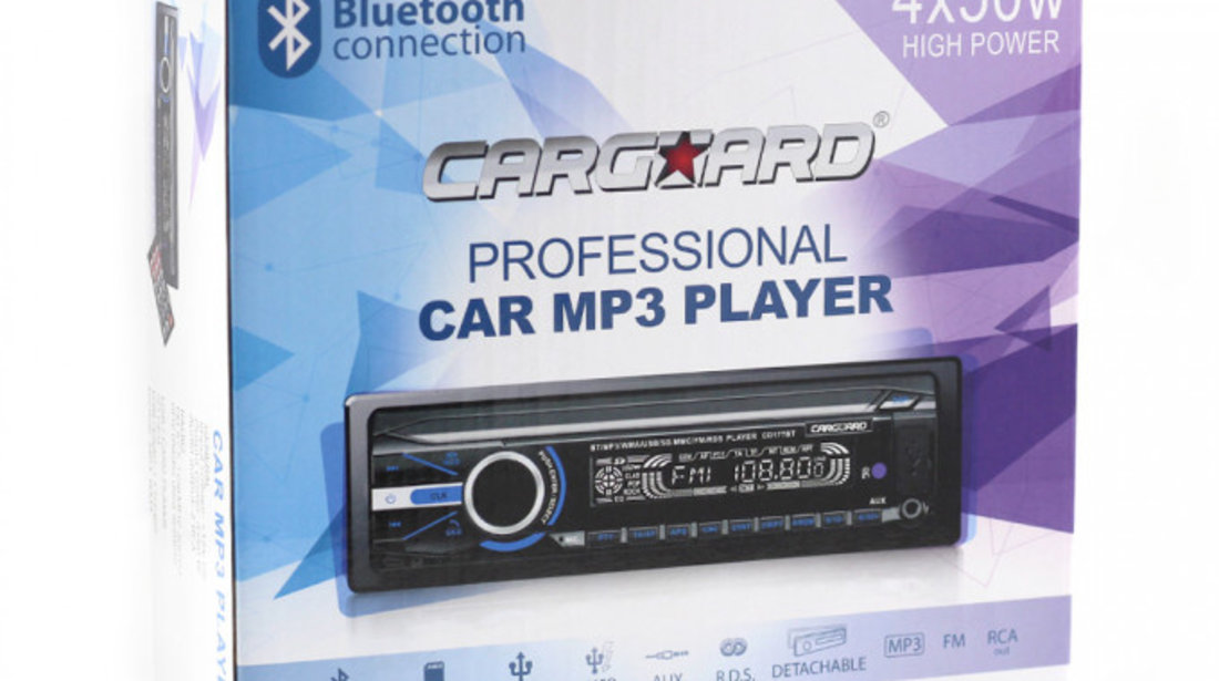 Carguard MP3 Player Auto Cu Bluetooth Si Față Detașabilă 4 x 50W CD177