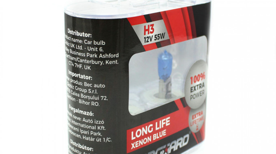 Carguard Set De 2 Becuri Halogen H3 +100% Intensitate Long Life BHA022