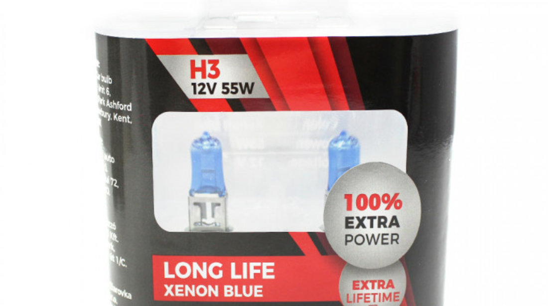 Carguard Set De 2 Becuri Halogen H3 +100% Intensitate Long Life BHA022