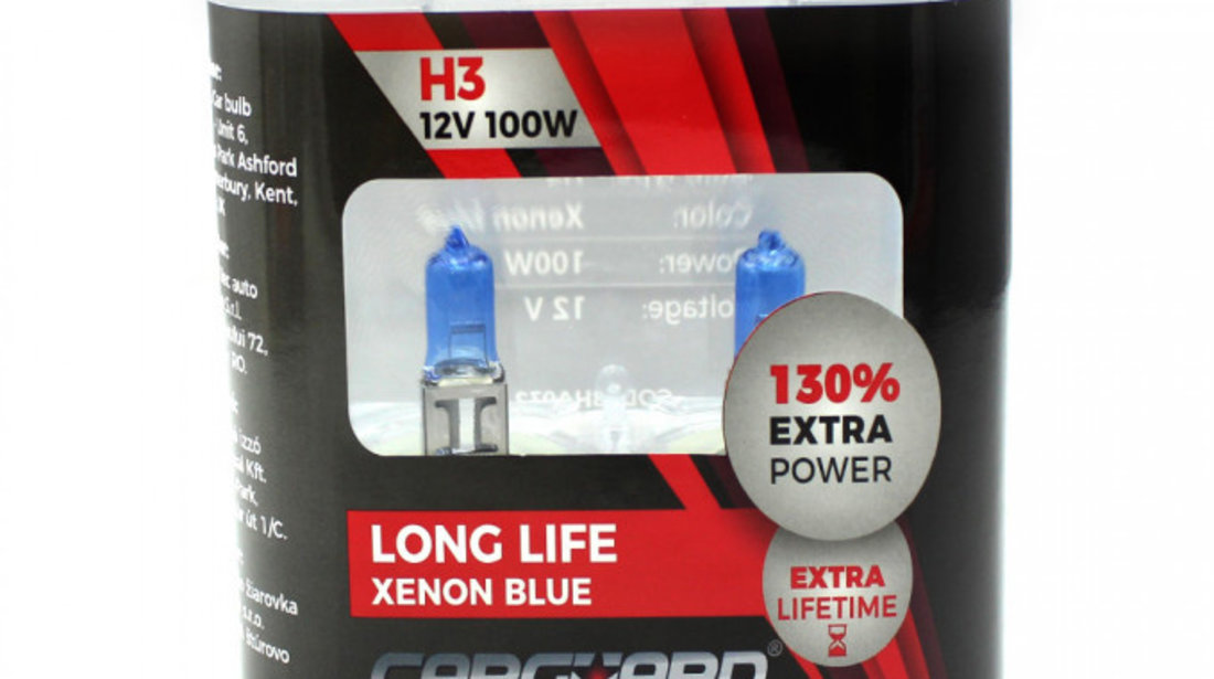 Carguard Set De 2 Becuri Halogen H3 100W +130% Intensitate Long Life BHA032