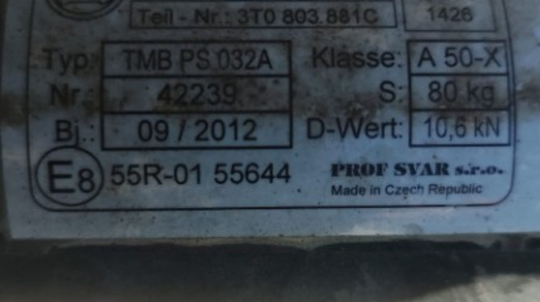 Carlig remorcare Skoda Superb 2 Combi 2013 Cod : 3T0803882 3T0803881C