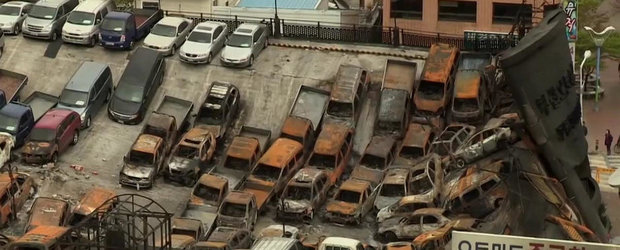 Carnagiu auto in Coreea: Peste 500 de masini distruse intr-un incendiu