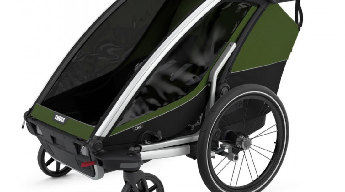 Carucior multisport, Thule Chariot Cab 2, Verde, pentru 2 copii