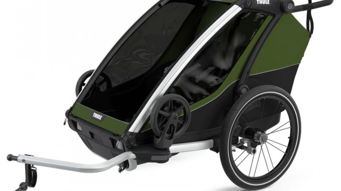 Carucior multisport, Thule Chariot Cab 2, Verde, pentru 2 copii