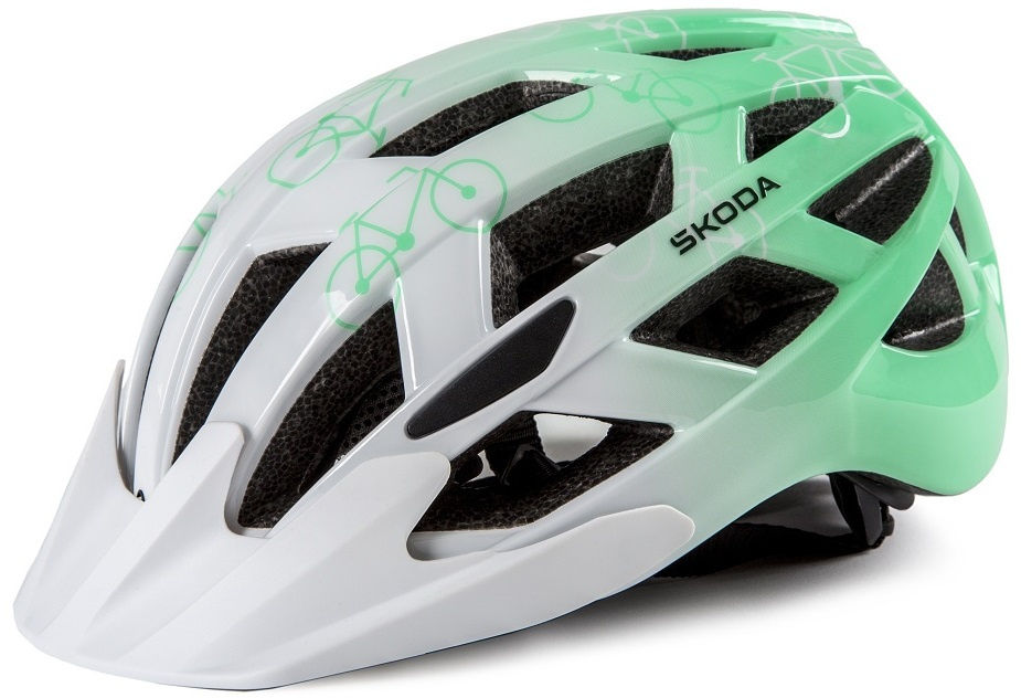 Casca Ciclism Copii Oe Skoda Cycling Verde Electric / Alb 000050321A
